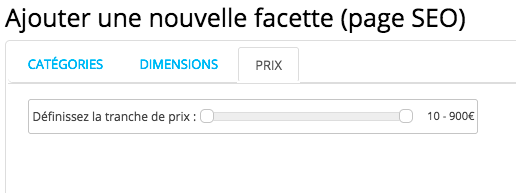 ajouter nouvelle facette prix