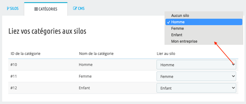 lier silos pages categories