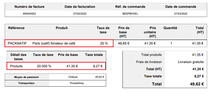 facture pack produit natif prestashop 1.7 tva erronee 708